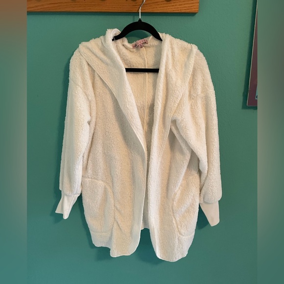 Soft open cardigan with hood - Picture 2 of 7